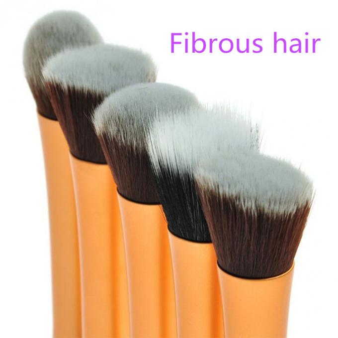 Punho cosmético popular do metal do grupo de escova da composição com materiais do cabelo da fibra